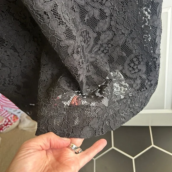 Ralph Lauren size 16 black lace mini shift dress. Black slip underneath. - Picture 5 of 15